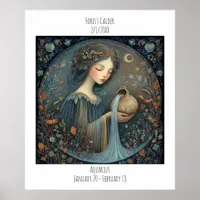 Aquarius Zodiac Astrology Name & Birthday Poster
