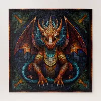 Dragons, goblins and eye mosaic stained glass