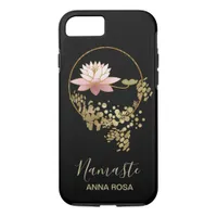 *~* Namaste Lotus Gold Glitter Zen Black Girly iPhone 8/7 Case