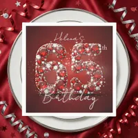 Elegant Glam Ruby Red Gemstones 65th Birthday Napkins