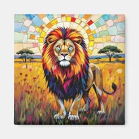 Vibrant Colorful Lion Mosaic   Magnet