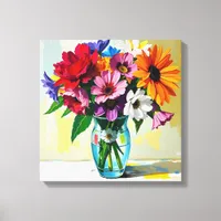Pretty Vase of Colorful Flowers Canvas Print