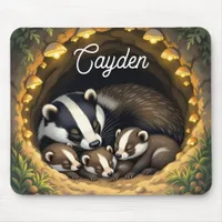 Cute  Badger Family Personalized Mouse Pad