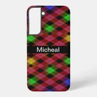 Gingham Checkered Multicolored Pattern Custom Name Samsung Galaxy S22+ Case