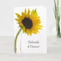 Sunflower on White Wedding Invitation