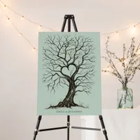 Sage Green Thumb Print Tree Wedding Guest Book Foam Board