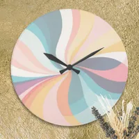 Pastel Swirl Pretty Modern Elegant Fresh Chic Cool Large Clock