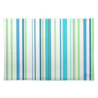 Aqua Blue Green Beach Color Stripes Cloth Placemat