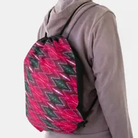 Drawstring Backpack - Red Kaleidoscopic Pattern