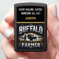 Farmer Caring for His Bison Zippo Lighter