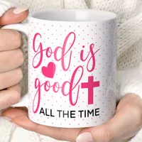 God Is Good All The Time Polka Dot Christian Coffee Mug