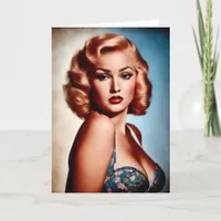 Vintage Pinup Birthday Card AI Art