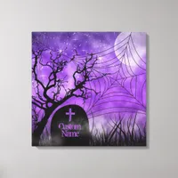 Starry Purple Goth Web Custom Wrapped Canvas