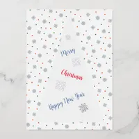 Christmas snowflakes and dots minimalistic foil holiday card