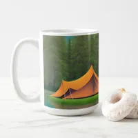 Camping Themed | Tent on the Lake and Mountains Coffee Mug