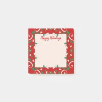 Elegant Red Green White Xmas Border Happy Holidays Post-it Notes