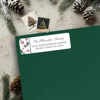 Simple Christmas Watercolor Botanical Pine Pattern Label