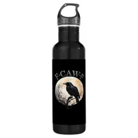 F Caw F Funny Bird Moon Minimal Clean Style Stainless Steel Water Bottle