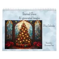 December Christmas Tree Stained Glass AI-generated Calendar