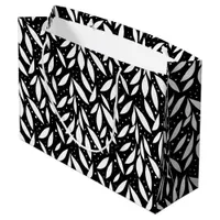 Black and White Modern Foliage Large Gift Bag