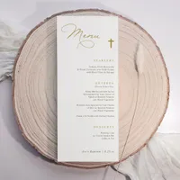 Elegant Gold Cross Baptism Menu