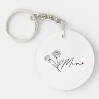 Minimalist Floral Mom Keychain With Heart