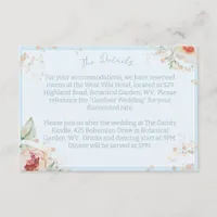 Blush Pink and Pastel Blue Floral Wedding Details  Enclosure Card