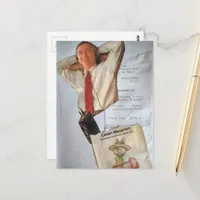 A Man Listens To Rising Gas Prices  Postcard