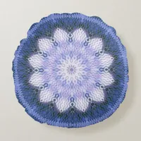 Lilac Lotus Dreaming Mandala Round Pillow