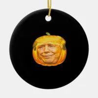 Scary Trumpkin Pumpkin Halloween Party Design Ceramic Ornament