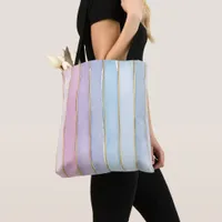 Watercolor Wide Vertical Stripes Blue Purple Pink  Tote Bag