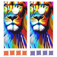 Colorful Abstract Lion Face Cornhole Set