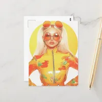 Gorgeous Retro Blond Woman Two Sunglasses 0n Postcard