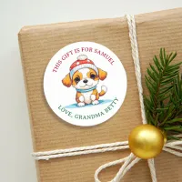 Kawaii Christmas Puppy Dog to and from Gift Tag