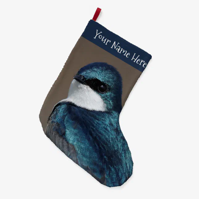 Stunning Profile of a Tree Swallow Songbird Large Christmas Stocking