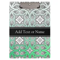 Black and Green Mandala Zen  Personalized Clipboard