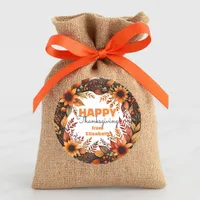 Harvest Floral Watercolor Thanksgiving Wreath  Classic Round Sticker
