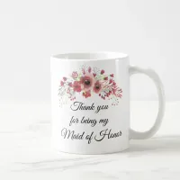 Maid of Honor Watercolor Pink  Flower Bouquet Mug