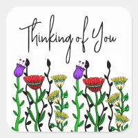 Thinking of You Pretty Flowers Square Sticker