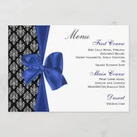 Navy Damask FAUX ribbon design Menu