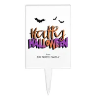 Happy Halloween Typography w/Bats Orange ID685 Cake Topper