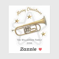 Christmas Trumpet Stars Music Lover's Personalized Sticker