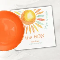Here Come The Son Watercolor Sun Baby Shower  Napkins