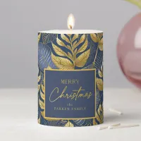 Blue Gold Christmas Pattern#29 ID1009 Pillar Candle