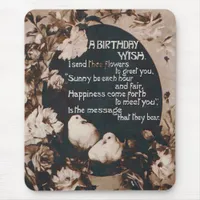 A Birthday Wish Doves Vintage Postcard Mouse Pad