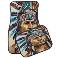 Native Indian Warrior in Traditional Dress Car Floor Mat