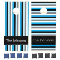 Personalized Blue and Gray Corn Hole Bean Bag Game