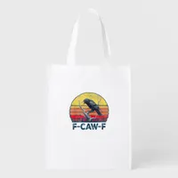 F-Caw-F Funny Raven Crow Vintage Gothic Bird Pun M Grocery Bag