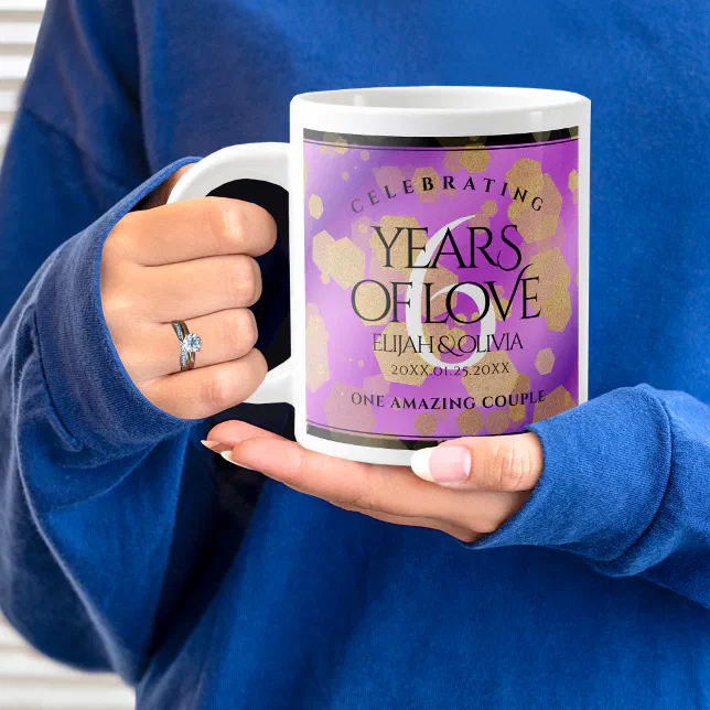 Elegant 6th Amethyst Wedding Anniversary Giant Coffee Mug