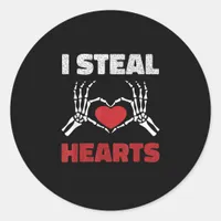 Steal Hearts Valentines Day Funny Skeleton Hand Classic Round Sticker